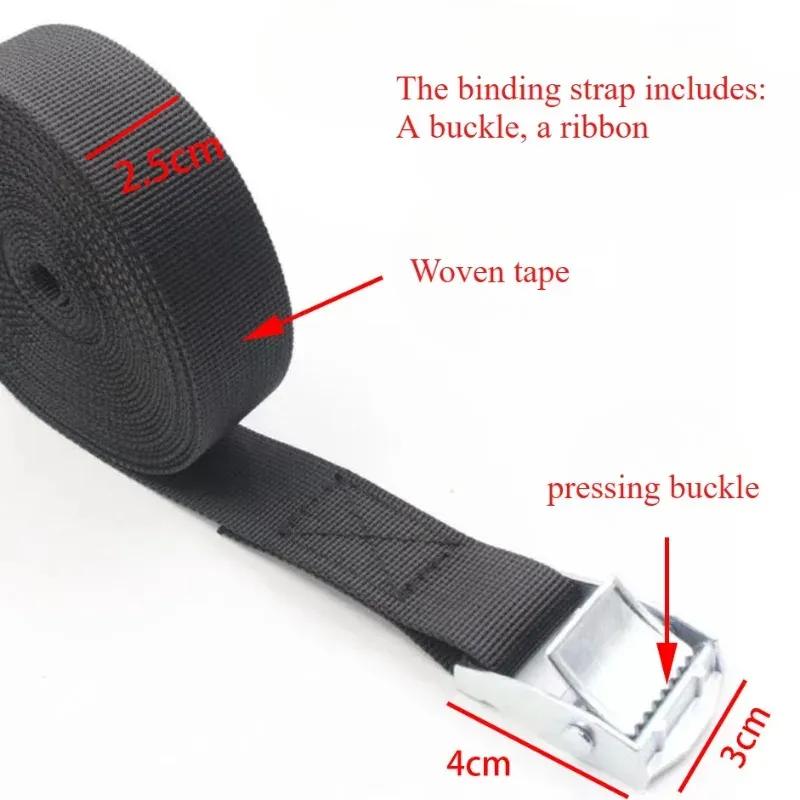 New 6M*25mm Black Tie Down Strap Strong Ratchet Belt Luggage Bag Cargo Lashing With Metal Buckle Dropshipping