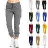 Womens Elastic Waist Combat Cargo Pants Casual Trousers S-4XL