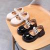 2024 Spring and Autumn Kids Leather Princess Shoes with Soft Sole, Ideal for Black Dance.