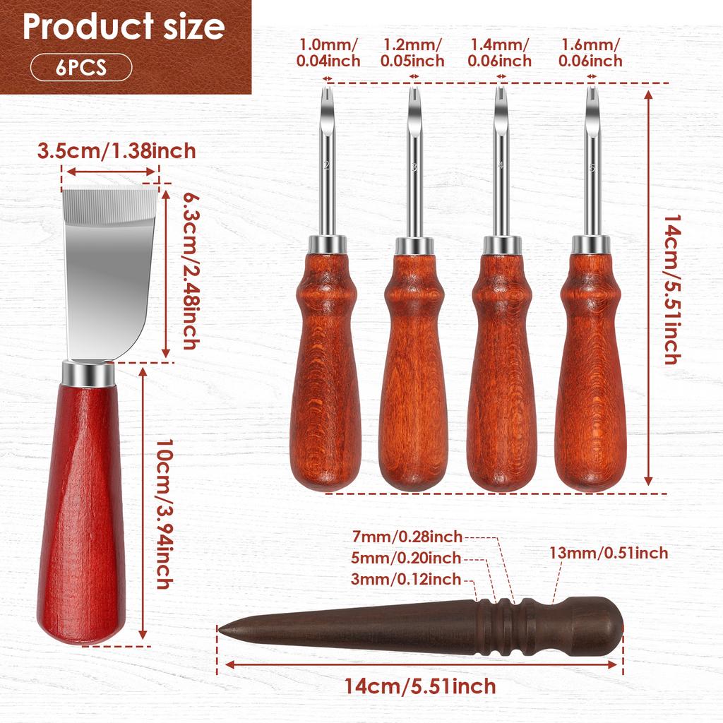 6/7 Pcs Leather Craft Tool Set Leather Edge Beveler Cutting Knife Working Tool Set,DIY Leather Handicrafts Cutting Tool