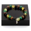 Beaded Bracelet - A Bijoux - Citrine Malachite Black Onyx - Wood 8 Mm - Length 19-20 Cm - Made In France
