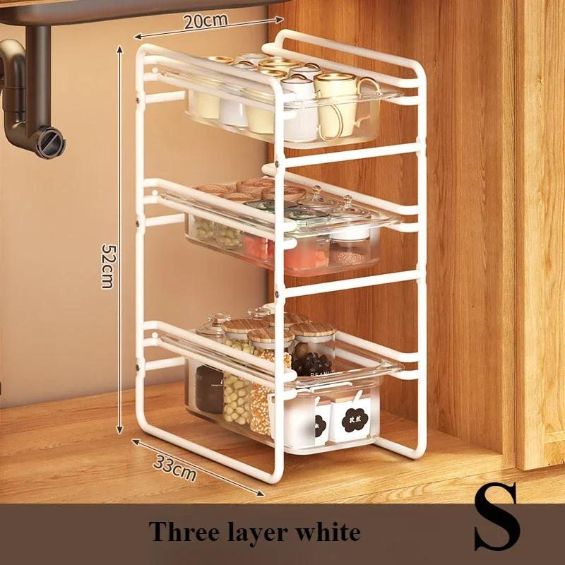 Scalable Kitchen Storage Rack Waterproof Antirust Withdrawable Type Storage Racks Household Simplicity Vegetable Fruit Basket