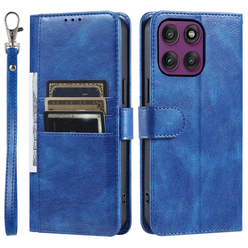 For Motorola Moto G86 5G Case 6 Card Slots PU Leather Anti-Fall Phone Cover with Wrist Strap