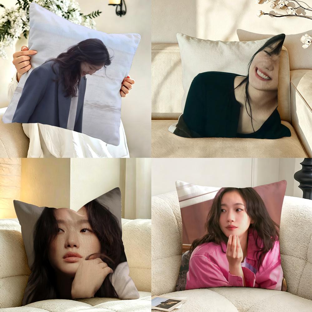 Celebrity KKim GGo EEun Cushion Cover Pillow Case Antidustmite Pillowcase Silky Short Plush Sofa Cushion Cover hot