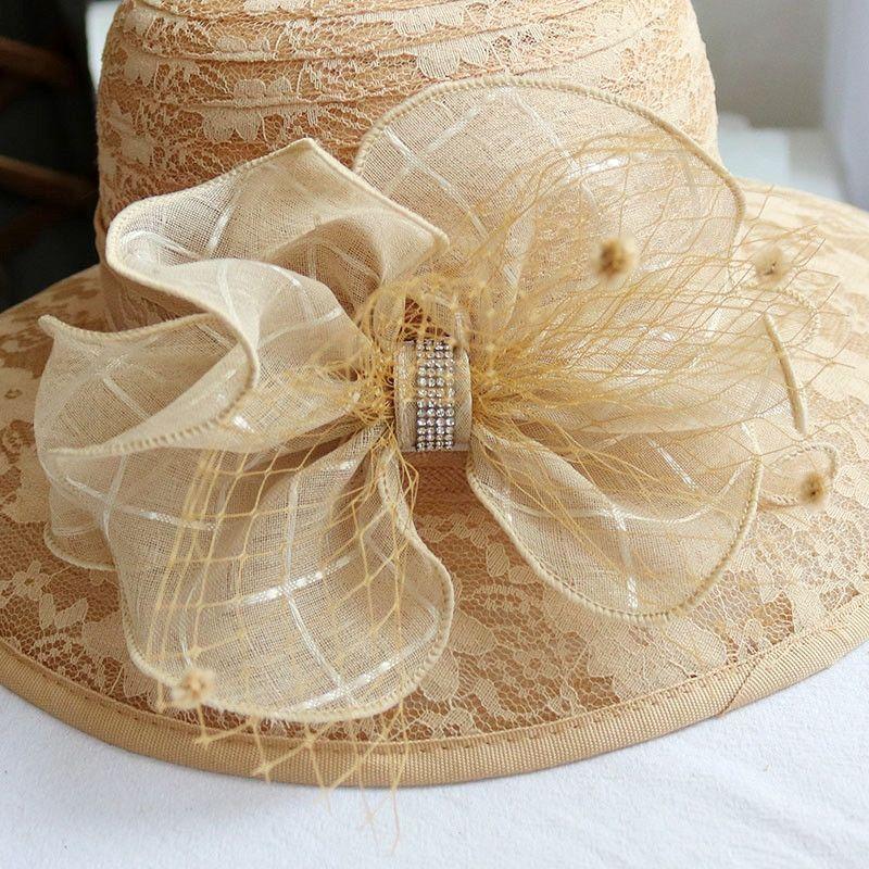 Hat Women's Summer Sunshade Hat Water Diamond Bow Lace Breathable Travel Sunscreen Foldable Sun Hat