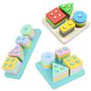 Wooden Educational Geometric Shape Building Blocks: Four-Column Cognitive Matching Toy for Early Learning