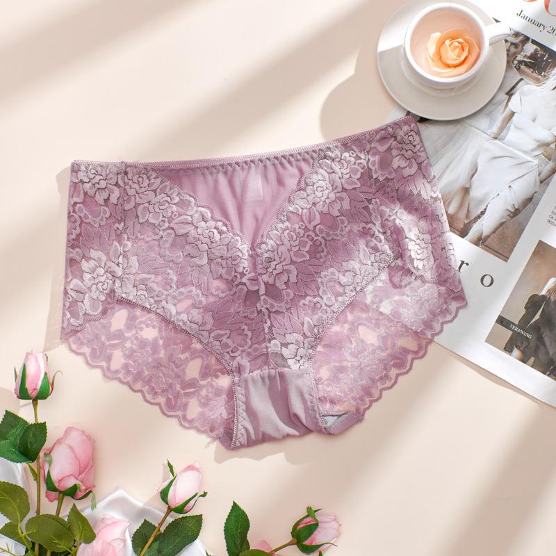 Женские сексуальные красные кружевные трусики больших размеров с цветочной сеткой - мягкое, дышащее и удобное нижнее белье с высокой талией