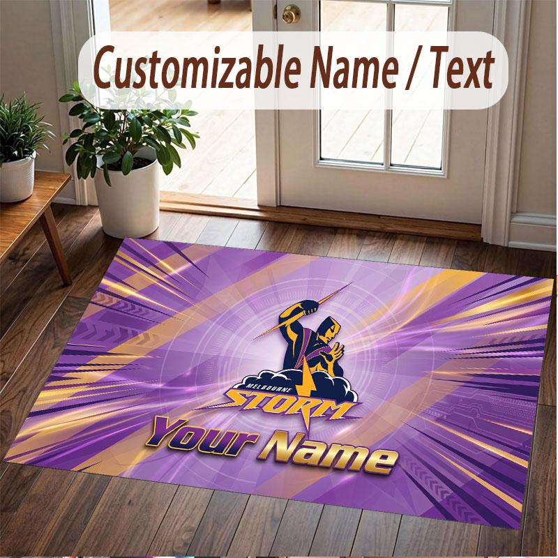 Custom Rug Melbourne Storm Pattern Print Name Text Soft Non‑Slip Floor Carpet for Home Indoor Decoration