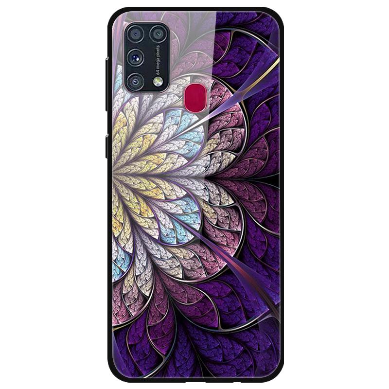 For Samsung A21S Case 2020 Lovely Tempered Glass Phone Hard Back Cover Cases For Samsung Galaxy M31S M21 M31 s Silicon Bumper