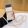 Cute Cartoon 3d Girl Phone Case For Samsung Galaxy Z Flip 3 5g Pu Leather Hard Pc Cover With Crossbody Chain