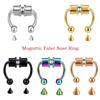 Fake Nose Ring Magnetic Horseshoe Non Piercing Hoop Jewelry for Women Punk Style Stainless Steel Men Nose Studs Reusable Unisex