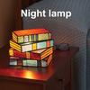 Stained Glass Stacked Book Lamp Unique Shape Flicker Free Retro Style Nightstand Book Lamp LED Night Light Desktop Decor
