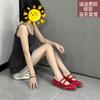 Sheepskin Inner Height Increase 4cm Retro Red Shoes Mary Jane Shoes Women's Velcro Casual Versatile Single Shoes