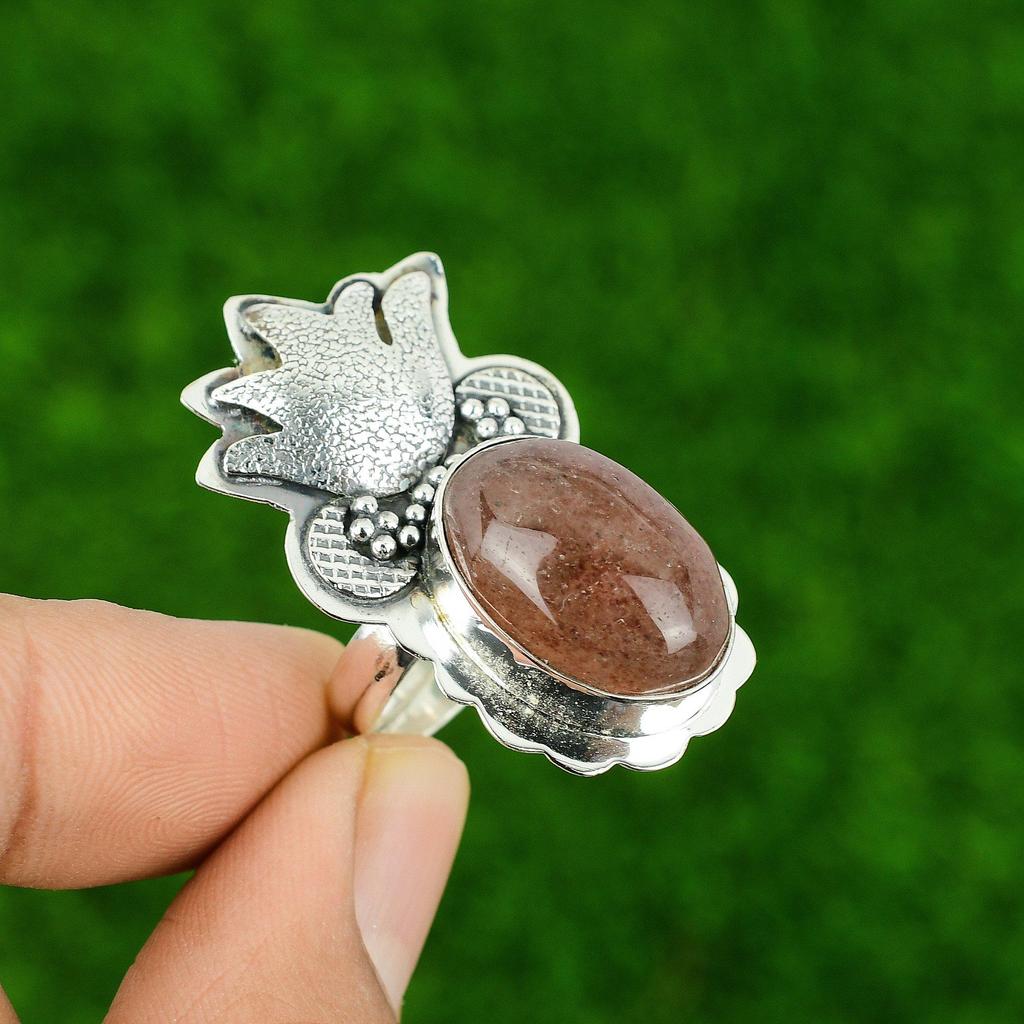 Sterling Silver Sunstone Gemstone Wedding Statement Sister Bezel Ring Jewelry