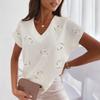 Ladies' Elegant Short Sleeve T-shirt - Summer Casual Top with Heart Print, Regular Pattern, Elegant Casual Style , Ladies' T-shirt