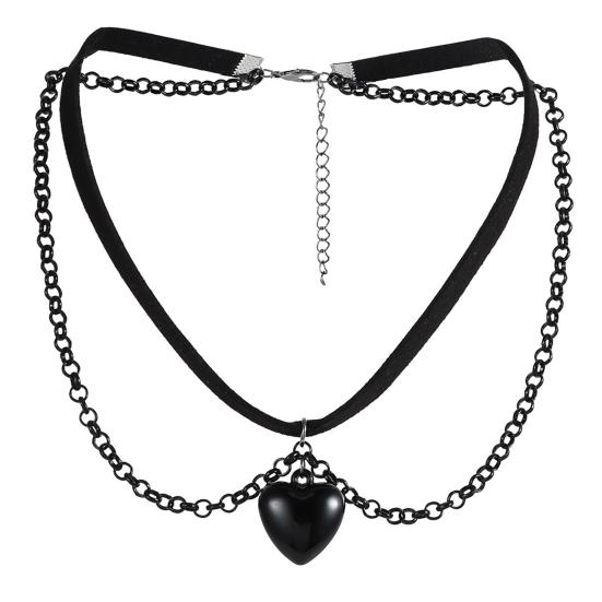 Готическое ожерелье женское ожерелье на Хэллоуин кулон в виде черной луны с многослойными металлическими цепочками бусинами ожерелье-чокер с летучей мышью для костюма для косплея