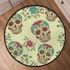Day of The Dead Skulls Round Rug,Washable Soft Circular Floor Mat, Non Slip Low Pile Area Rugs for Kids Room Bedroom Bathroom