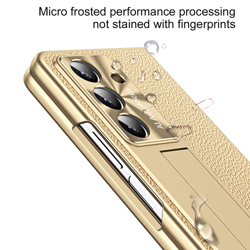 For Samsung Galaxy Z Fold7 5G Case Kickstand Leather+PC Hard Phone Cover with Screen Film and Stylus
