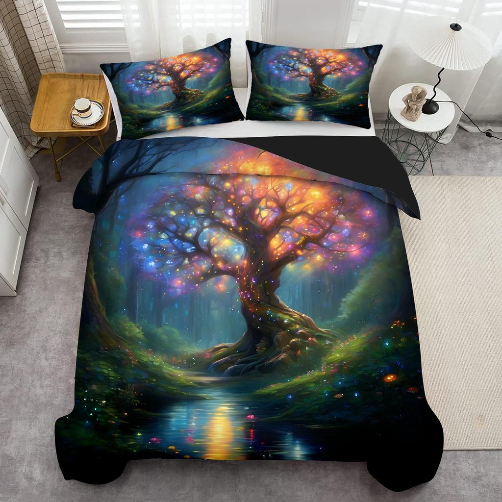 Colorful Big Tree Painting 3D Printed Quilt Cover Modern Art Style Bedding Set Luxury Home Textiles Polyester Soft Duvet Cover