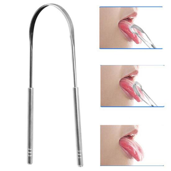 Stainless Steel Tongue Scraper Cleaner Fresh Breath Hygiene Care Cleaning Tool