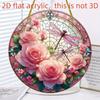 2D Flat Round Acrylic Decoration Sign, Red Rose, Pink Lotus and Dragonfly Design, Suitable for Wall Decoration, Porch, Room, Villa, Accents Home, Hall
