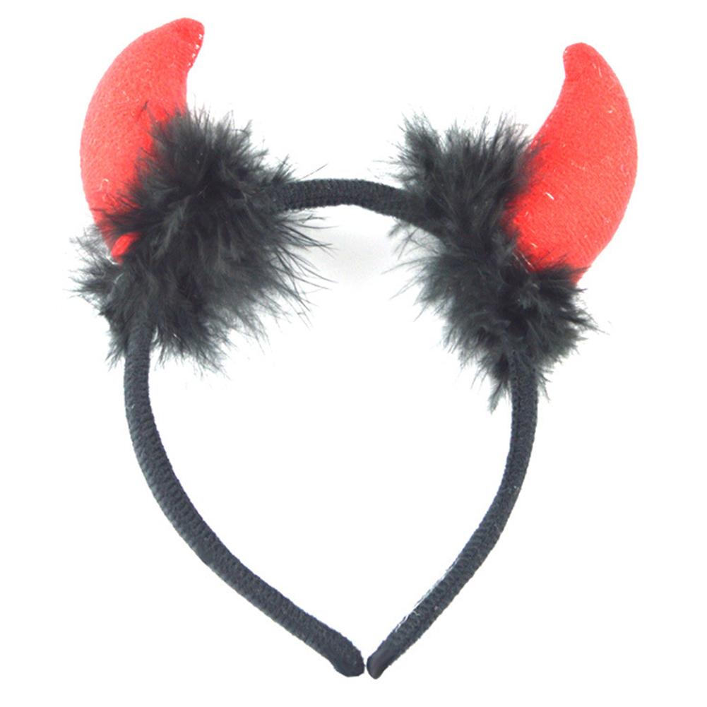 Creative Red Devil Horn Headwear Hairbands Hair Hoop for Halloween Masquerade Party Festival Gift Photo Props Style Random