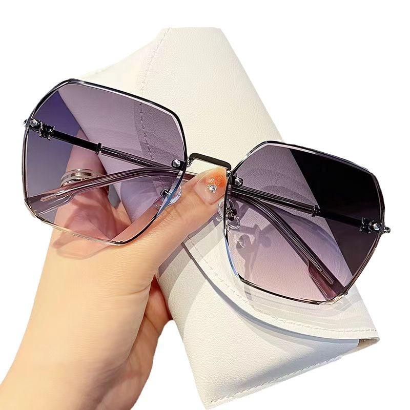 Солнцезащитные очки Gradual Change Gray Large Frame для мужчин, многоугольные металлические солнцезащитные очки для вождения, солнцезащитные очки Tide Seaside Travel