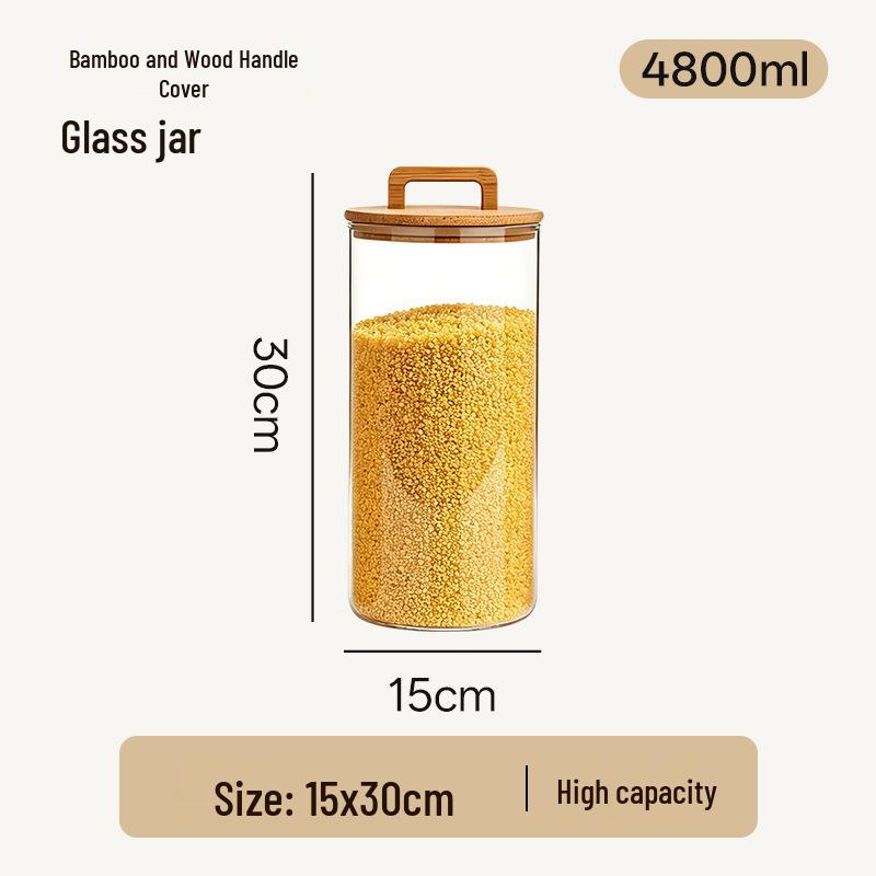 Large High Borosilicate Glass Storage Jar with Sealed Handle Lid