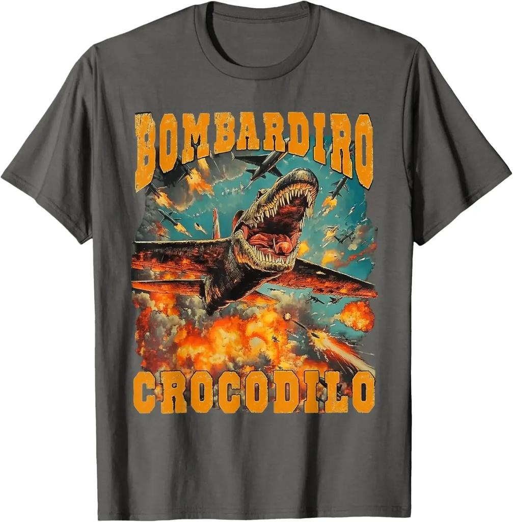 Bombardino Crocodilo Meme T-Shirt Men Women Short Sleeve Cotton Tees Funny Graphic T-shirt Y2k Outfit Summer Tops Men's Clothing