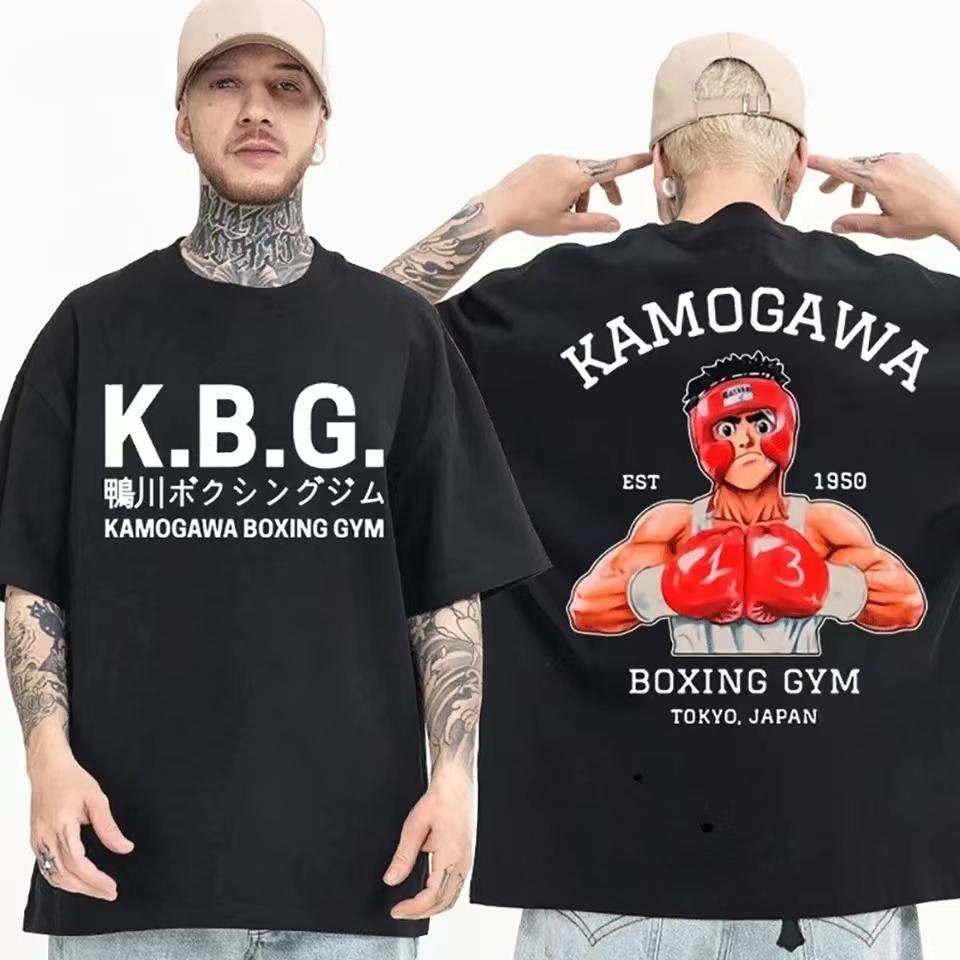 Футболки-бестселлеры в стиле аниме Hajime No Ippo Kamogawa Boxing Gym, летние мужские футболки с круглым вырезом Makunouchi KGB Pattern Street Wear, спортивные топы