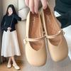 Flat-soled Single Shoes Women's 2025 New Summer Shoes Grandma Shoes with Skirts Soft-soled Pearl Pregnant Women Mary Jane Shoes Summer