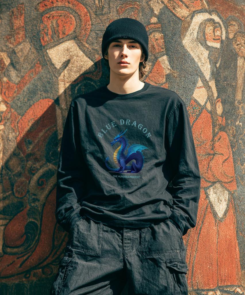 OHP Ohpxjoy Blue Dragon Basic Long Sleeve T-Shirt