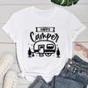 (Премиум-футболка)Модная новая футболка Happy Camper и женская мультяшная футболка Harajuku Streetwear футболка повседневные топы футболки