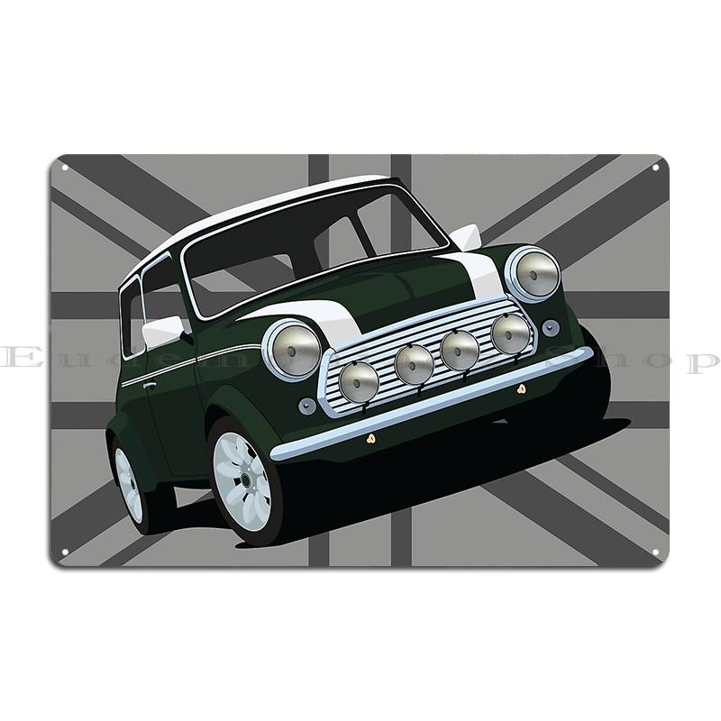 Austin Mini Rallye Seven N8 Классический британский утилитарный автомобиль с Юнион Джеком снизу Металлический гаражный клубный бар Ретро жестяной знак Постеры