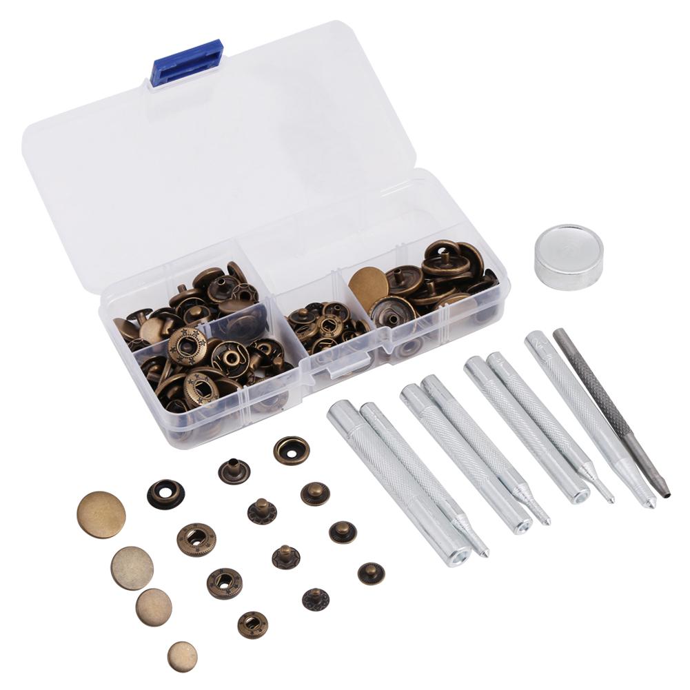 40 наборов кнопок-застежек, кнопок-защелок, застежек-кнопок, аксессуары для кожи и джинсов, базовые инструменты с кейсом