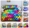 3D Colorful Series Bedding Set Colorful Duvet Pillowcase 2/3 Pieces AU180 * 210 Microfiber Fabric Soft Washable Home Decoration