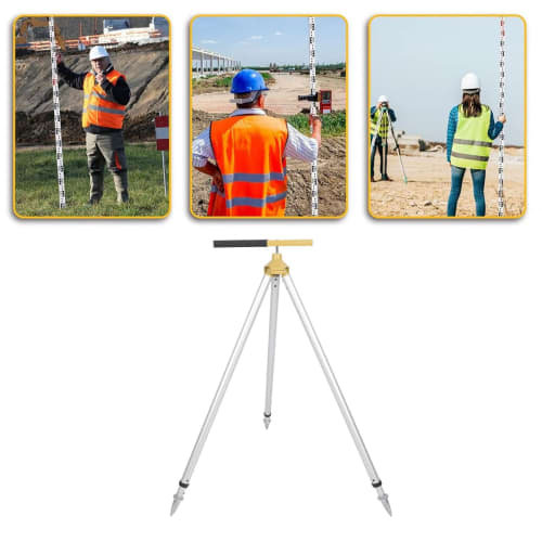 Pole Total Station Tripod Stand, Surveying Prism Pole Tripod, Aluminum Prism Pole Tripod for GPS Leveling Staff Total Station Surveying Equipment, 75-