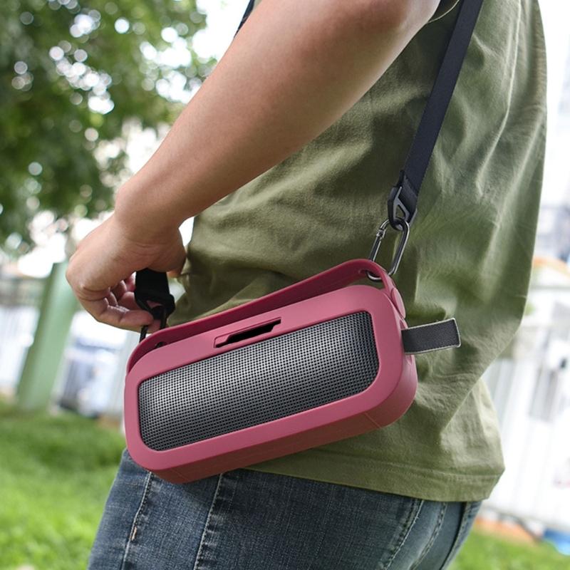 Soft Silicone Case for Bluetooth-compatible Speaker Travel Carry Protective with Shoulder Strap Protective Skin