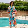 Boho Printed Belted Kimono Cardigan Dress Bathrobe Tunic 2024 Summer Women Sexy Beachwear Swimwear Cover Up Cozy Outfit Q1675