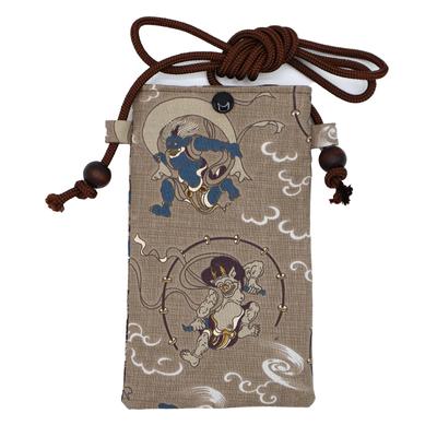 Чехол для смартфона Maruzen с рисунками Фудзина и Райдзина, Сделано в Японии, Коричневый, Прибл.. 10 x 18 x 0,5 см