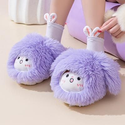 2024 Новые фиолетовые пушистые домашние тапочки женские милые меховые мюли женские плюшевые шлепанцы обувь домашние мохнатые хип-хоп готические тапочки женские