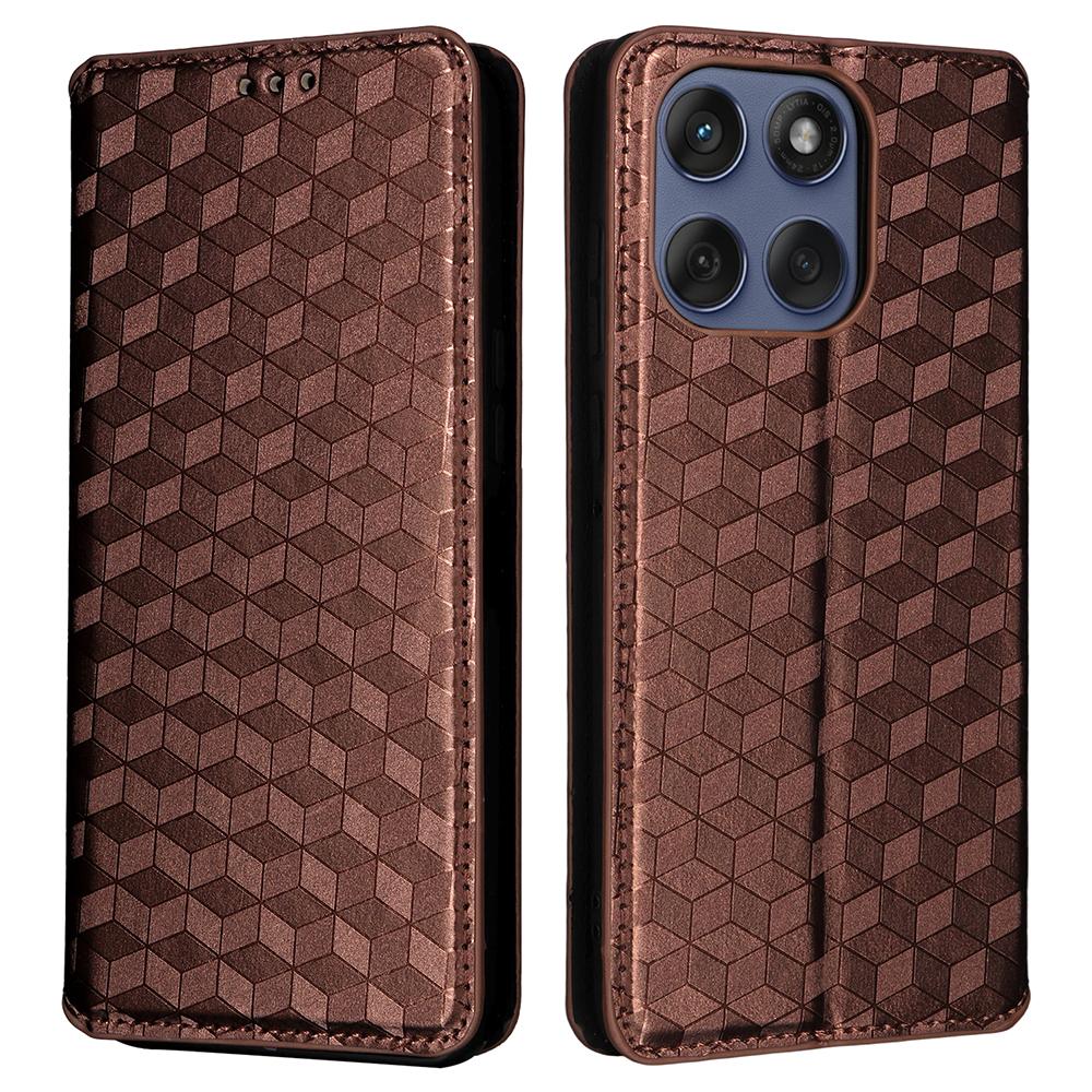 Leather Case for Motorola Edge 60 5G/60 Fusion 5G Wallet Rhombus Imprinted Phone Cover