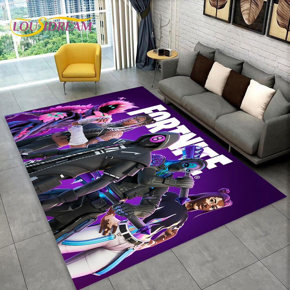 Games 3D F-Fortnite Cartoon Carpet Rug for Bedroom Living Room Home Sofa Decoration,Children Game Large Decor Floor Mat Gift