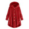 Women's Fashion Solid Color Button Hooded Plush Loose Casual Jacket
