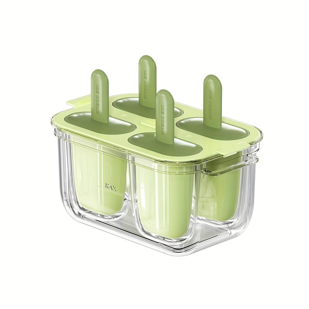 1PC Easy Release Popsicle Machine Leak-proof Cover Freeze Safe for Juice and Fruit Making 4 Homemade Popsicle Moulds