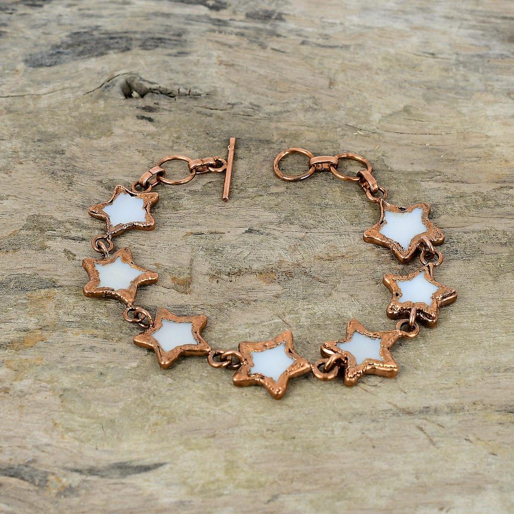 Браслет из перламутра, гальванический медный браслет, регулируемый браслет-цепочка, гальванические ювелирные изделия, браслет из настоящего драгоценного камня, браслет со звездой