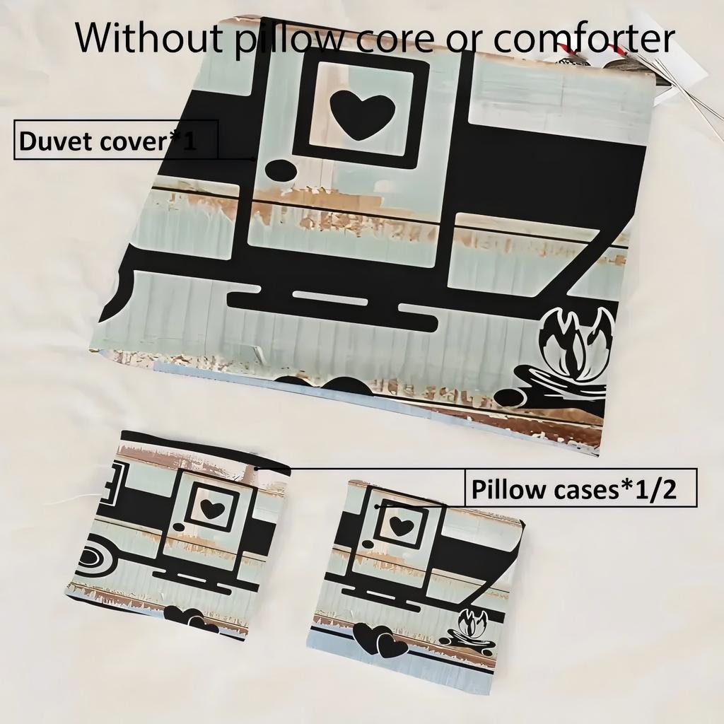 Digital Printing Outdoor Camping Theme Pattern Bedding Cover Pillowcase Luxury Home Textiles Cartoon Car Camp Duvet Cover Sets