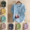 Women's Fashion Round Neck Short Sleeve T-shirt Casual Cotton Linen Graphic Shirt Leisure Loose CARTOON CAT Prined Summer Blouse Tops Plus Size