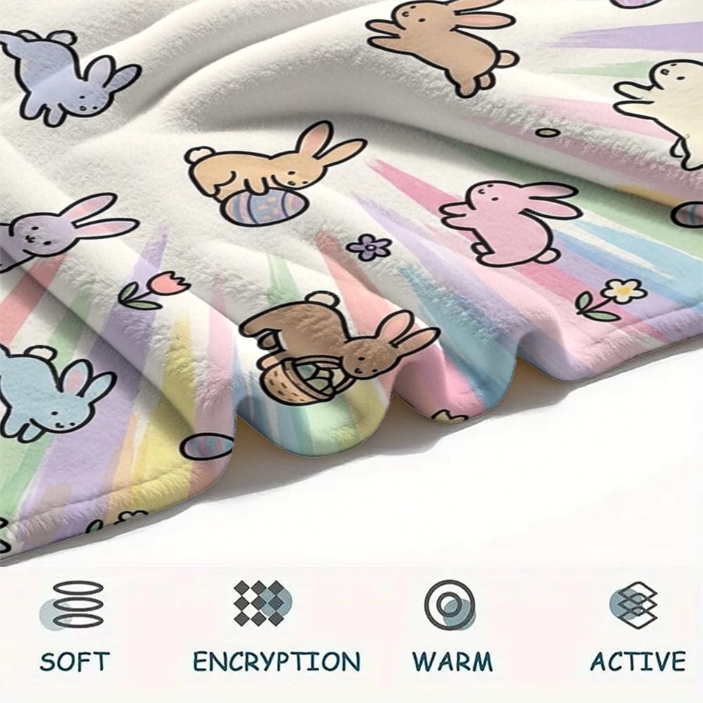 1Pc Cute Cartoon Print Flannel Blanket, High quality Comfortable for All Seasons, Home Decor, Warmth and Comfort, Perfect for Christmas Gifts W51