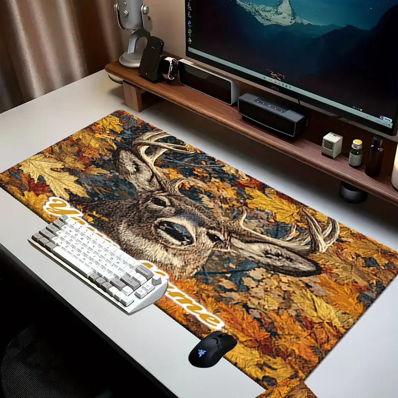 1PC Custom Name Autumn Buck Portrait Mouse pad, keyboard and mouse desk pad, for computer notebook Birthday Gift For Any Room Or Office